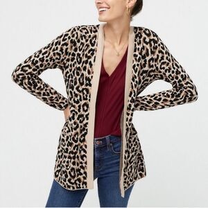 J. Crew Factory Leopard Print Open Front Cardigan Sweater
